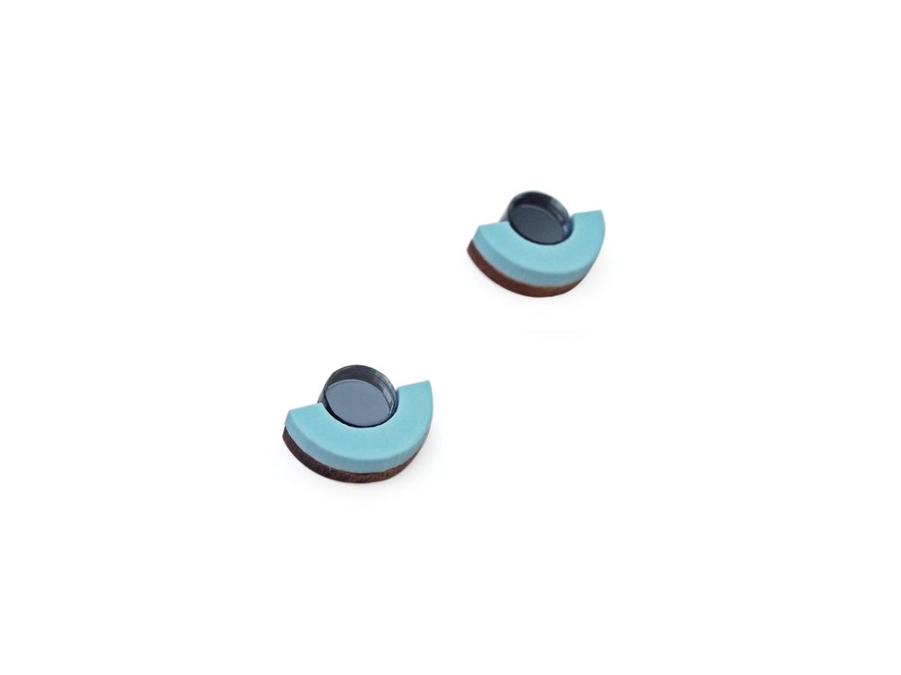 Image of Half circle stud earrings - pastel blue