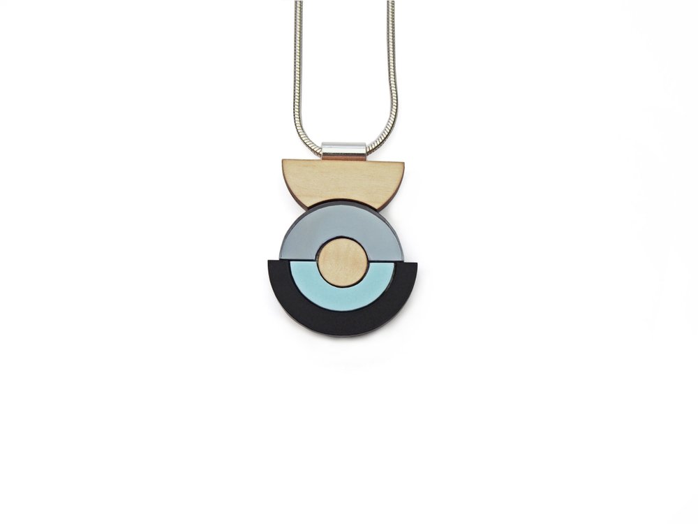 Image of Concentric Circle Necklace - Pastel Blue