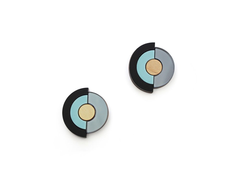 Image of Concentric Circle Earrings - Pastel Blue