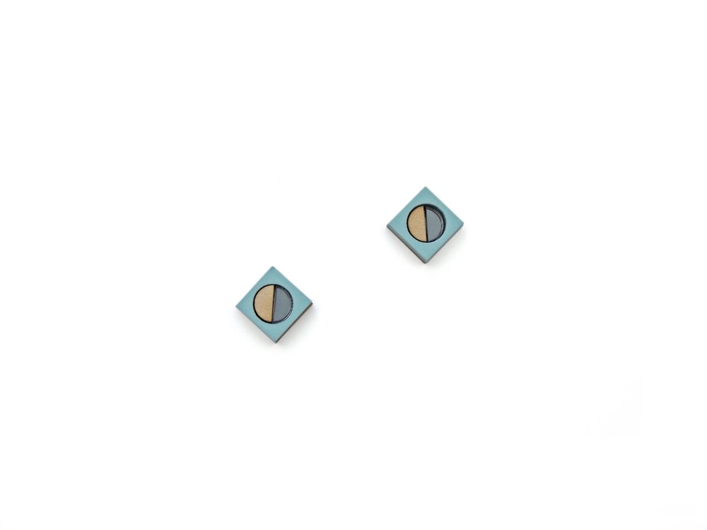 Image of Frame stud Earrings - Pastel blue