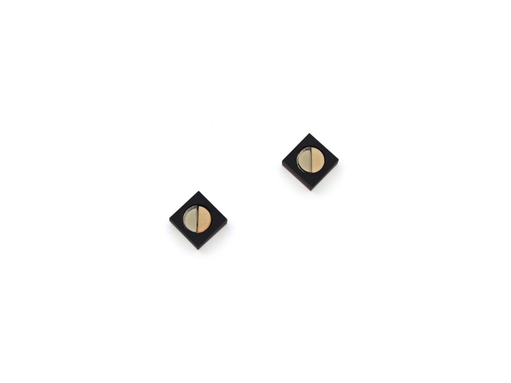 Image of Frame stud earrings - Matte Black
