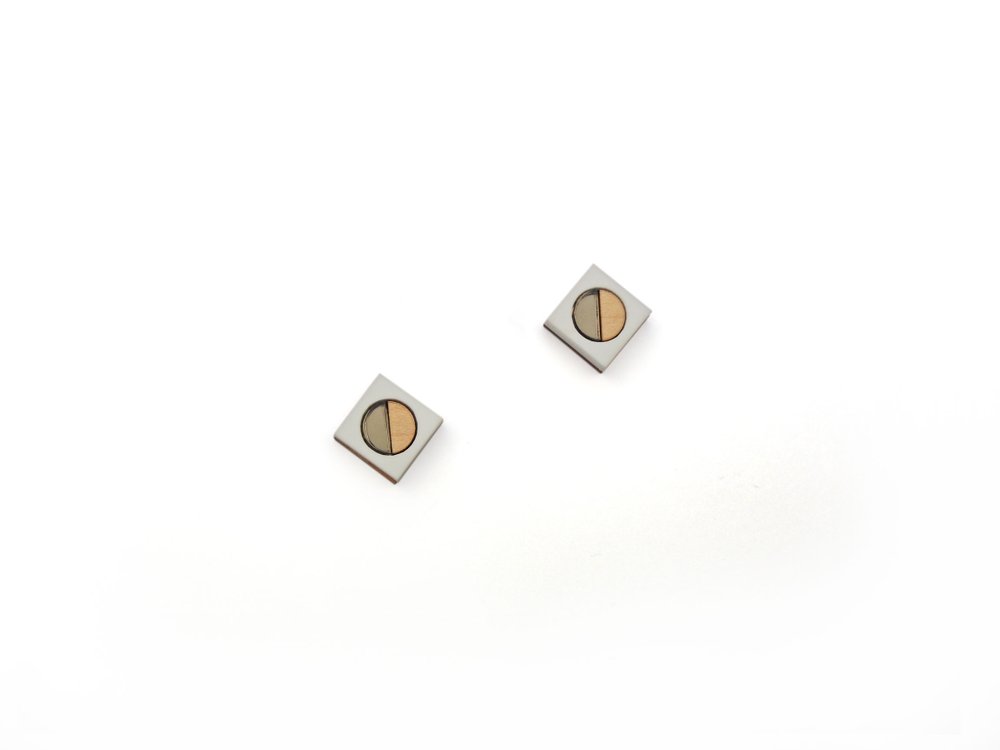 Image of Frame stud earrings - Matte white